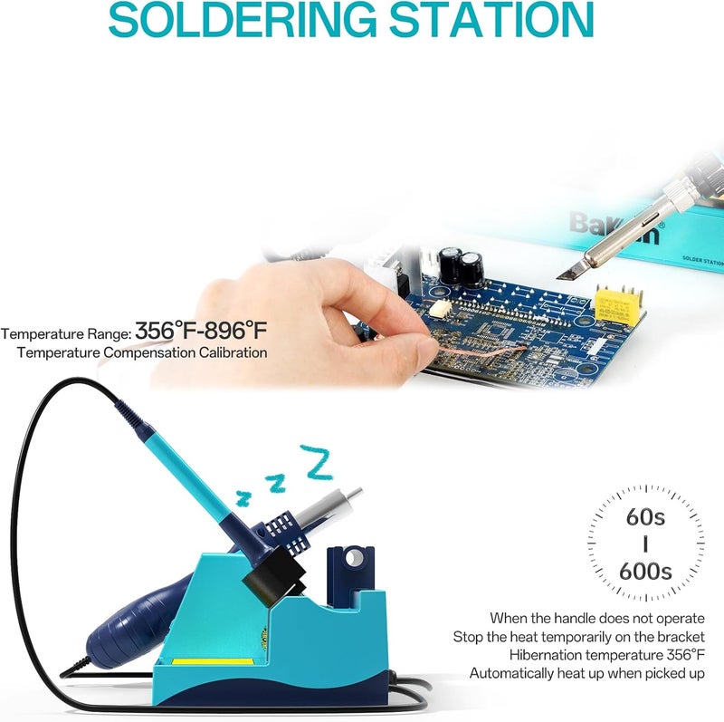 BAKON BK602S 2 in1 Soldering Iron Hot Air Rework Station,Digital Soldering Welding Iron Kit for Electronic DIY Circuit Work, Rapid Heat up Solder Station,Auto Sleep,ºC/ºF Conversion - Image 3